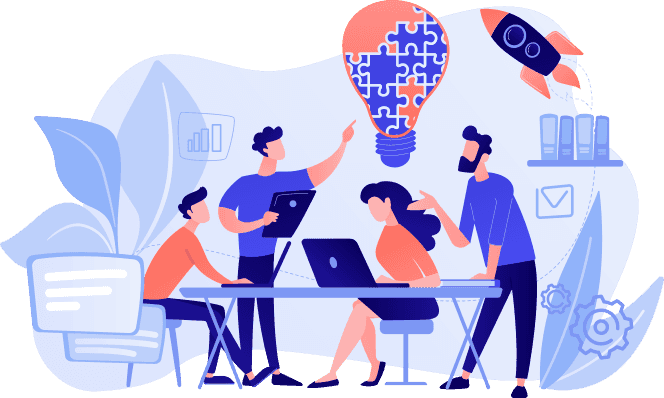 Team collaboration illustration showing people working together